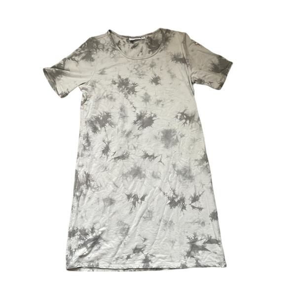 Denim & Co Gray Tie Dye Terry Short Sleeve Scoop Neck Dress Size Medium - Picture 7 of 7